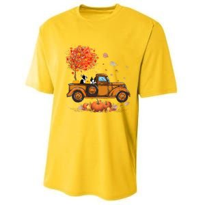 Boston Terrier Pumpkins Truck Autumn Leaf Fall thanksgiving Performance Sprint T-Shirt