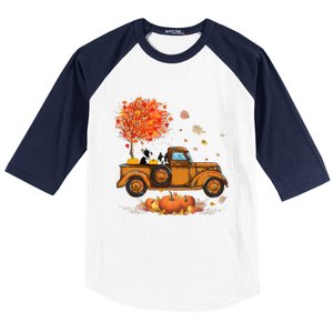 Boston Terrier Pumpkins Truck Autumn Leaf Fall thanksgiving Baseball Sleeve Shirt