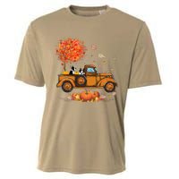 Boston Terrier Pumpkins Truck Autumn Leaf Fall thanksgiving Cooling Performance Crew T-Shirt