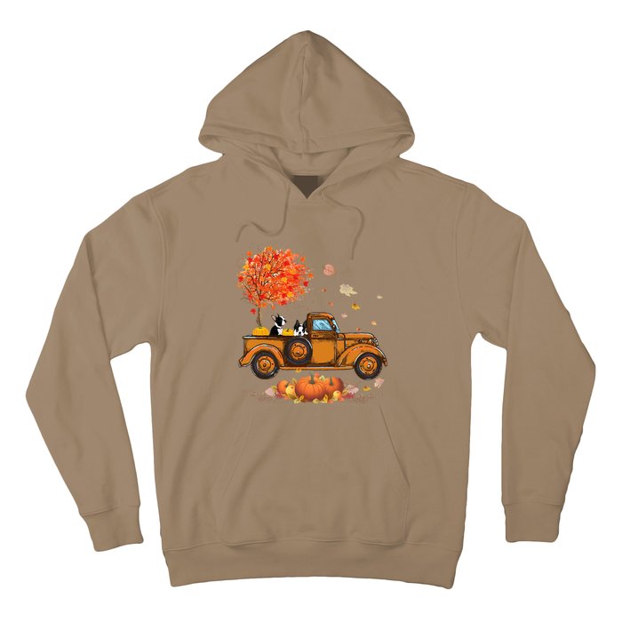 Boston Terrier Pumpkins Truck Autumn Leaf Fall thanksgiving Hoodie