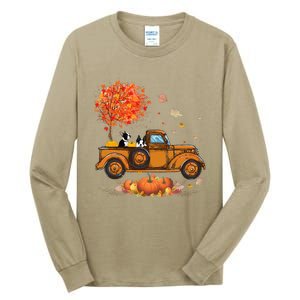 Boston Terrier Pumpkins Truck Autumn Leaf Fall thanksgiving Tall Long Sleeve T-Shirt