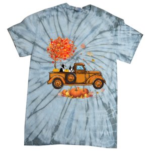 Boston Terrier Pumpkins Truck Autumn Leaf Fall thanksgiving Tie-Dye T-Shirt