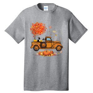 Boston Terrier Pumpkins Truck Autumn Leaf Fall thanksgiving Tall T-Shirt