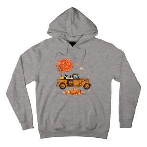 Boston Terrier Pumpkins Truck Autumn Leaf Fall thanksgiving Tall Hoodie