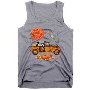 Boston Terrier Pumpkins Truck Autumn Leaf Fall thanksgiving Tank Top