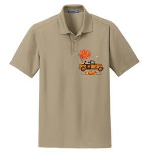 Boston Terrier Pumpkins Truck Autumn Leaf Fall thanksgiving Dry Zone Grid Polo