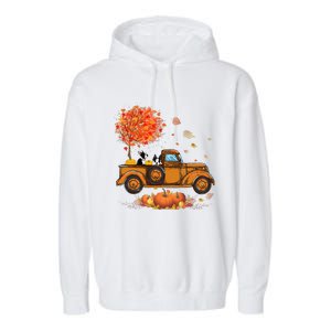 Boston Terrier Pumpkins Truck Autumn Leaf Fall thanksgiving Garment-Dyed Fleece Hoodie