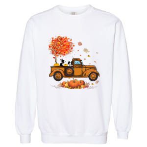 Boston Terrier Pumpkins Truck Autumn Leaf Fall thanksgiving Garment-Dyed Sweatshirt