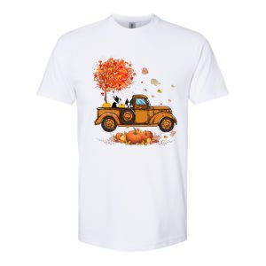 Boston Terrier Pumpkins Truck Autumn Leaf Fall thanksgiving Softstyle CVC T-Shirt