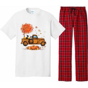 Boston Terrier Pumpkins Truck Autumn Leaf Fall thanksgiving Pajama Set