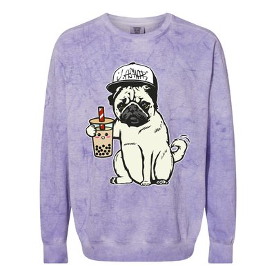 Babu the Pug Dog Drinking Bubble Tea, Justin Ashar Snapback Tank Top Colorblast Crewneck Sweatshirt