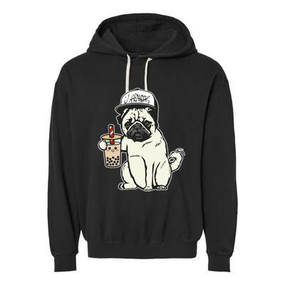 Babu the Pug Dog Drinking Bubble Tea, Justin Ashar Snapback Tank Top Garment-Dyed Fleece Hoodie