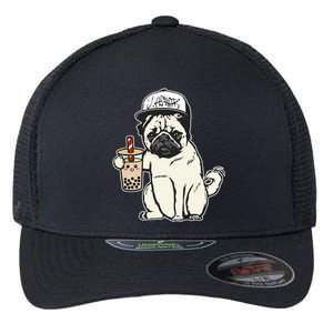 Babu the Pug Dog Drinking Bubble Tea, Justin Ashar Snapback Tank Top Flexfit Unipanel Trucker Cap