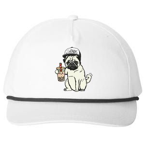 Babu the Pug Dog Drinking Bubble Tea, Justin Ashar Snapback Tank Top Snapback Five-Panel Rope Hat