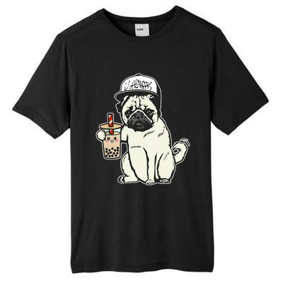 Babu the Pug Dog Drinking Bubble Tea, Justin Ashar Snapback Tank Top Tall Fusion ChromaSoft Performance T-Shirt