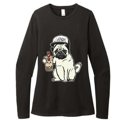 Babu the Pug Dog Drinking Bubble Tea, Justin Ashar Snapback Tank Top Womens CVC Long Sleeve Shirt