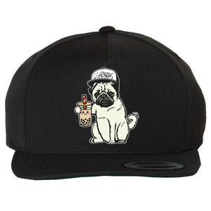 Babu the Pug Dog Drinking Bubble Tea, Justin Ashar Snapback Tank Top Wool Snapback Cap