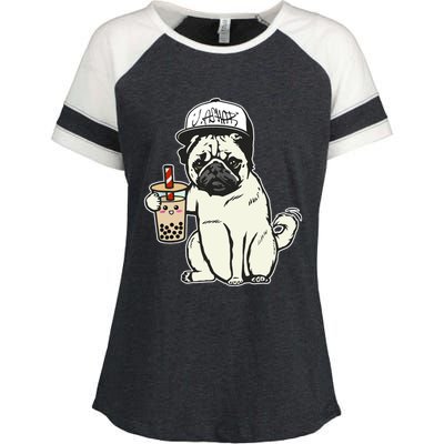 Babu the Pug Dog Drinking Bubble Tea, Justin Ashar Snapback Tank Top Enza Ladies Jersey Colorblock Tee