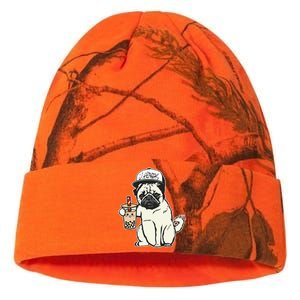 Babu the Pug Dog Drinking Bubble Tea, Justin Ashar Snapback Tank Top Kati Licensed 12" Camo Beanie