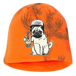 Babu the Pug Dog Drinking Bubble Tea, Justin Ashar Snapback Tank Top Kati - Camo Knit Beanie