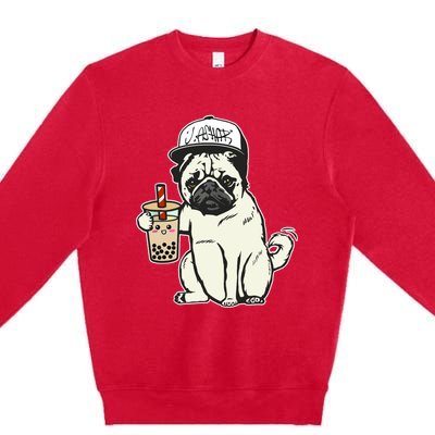 Babu the Pug Dog Drinking Bubble Tea, Justin Ashar Snapback Tank Top Premium Crewneck Sweatshirt