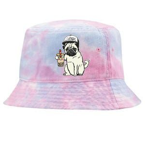 Babu the Pug Dog Drinking Bubble Tea, Justin Ashar Snapback Tank Top Tie-Dyed Bucket Hat