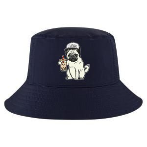 Babu the Pug Dog Drinking Bubble Tea, Justin Ashar Snapback Tank Top Cool Comfort Performance Bucket Hat