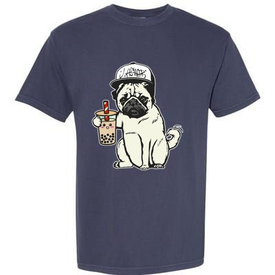 Babu the Pug Dog Drinking Bubble Tea, Justin Ashar Snapback Tank Top Garment-Dyed Heavyweight T-Shirt