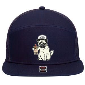 Babu the Pug Dog Drinking Bubble Tea, Justin Ashar Snapback Tank Top 7 Panel Mesh Trucker Snapback Hat