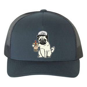 Babu the Pug Dog Drinking Bubble Tea, Justin Ashar Snapback Tank Top Yupoong Adult 5-Panel Trucker Hat