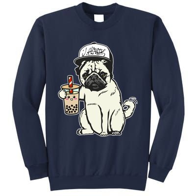 Babu the Pug Dog Drinking Bubble Tea, Justin Ashar Snapback Tank Top Sweatshirt