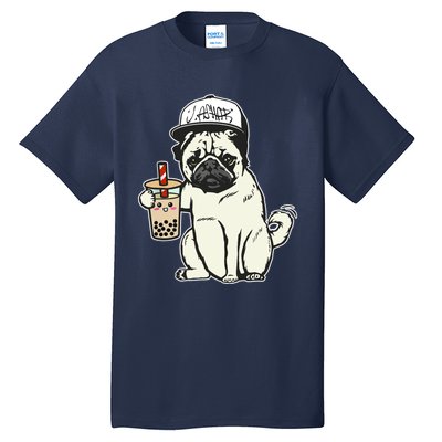 Babu the Pug Dog Drinking Bubble Tea, Justin Ashar Snapback Tank Top Tall T-Shirt