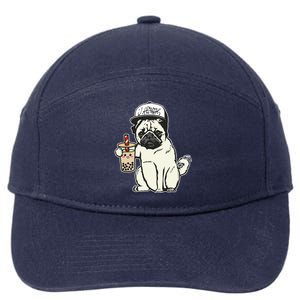 Babu the Pug Dog Drinking Bubble Tea, Justin Ashar Snapback Tank Top 7-Panel Snapback Hat