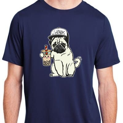 Babu the Pug Dog Drinking Bubble Tea, Justin Ashar Snapback Tank Top Adult ChromaSoft Performance T-Shirt