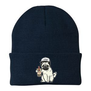 Babu the Pug Dog Drinking Bubble Tea, Justin Ashar Snapback Tank Top Knit Cap Winter Beanie