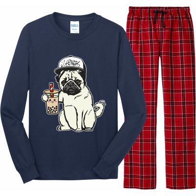 Babu the Pug Dog Drinking Bubble Tea, Justin Ashar Snapback Tank Top Long Sleeve Pajama Set