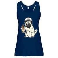 Babu the Pug Dog Drinking Bubble Tea, Justin Ashar Snapback Tank Top Ladies Essential Flowy Tank