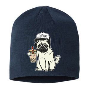 Babu the Pug Dog Drinking Bubble Tea, Justin Ashar Snapback Tank Top Sustainable Beanie