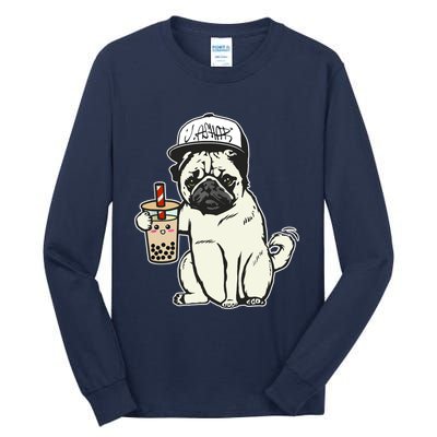 Babu the Pug Dog Drinking Bubble Tea, Justin Ashar Snapback Tank Top Tall Long Sleeve T-Shirt