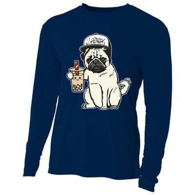 Babu the Pug Dog Drinking Bubble Tea, Justin Ashar Snapback Tank Top Cooling Performance Long Sleeve Crew