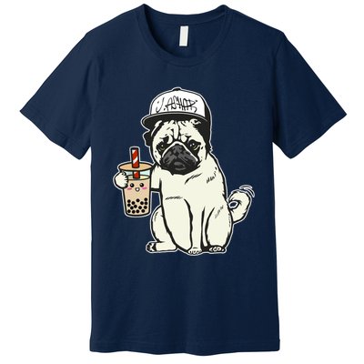 Babu the Pug Dog Drinking Bubble Tea, Justin Ashar Snapback Tank Top Premium T-Shirt