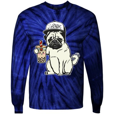 Babu the Pug Dog Drinking Bubble Tea, Justin Ashar Snapback Tank Top Tie-Dye Long Sleeve Shirt