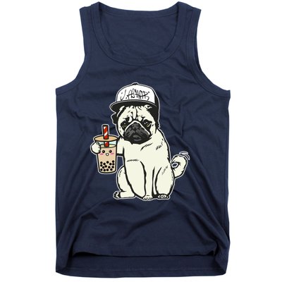 Babu the Pug Dog Drinking Bubble Tea, Justin Ashar Snapback Tank Top Tank Top