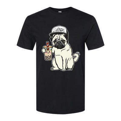 Babu the Pug Dog Drinking Bubble Tea, Justin Ashar Snapback Tank Top Softstyle CVC T-Shirt