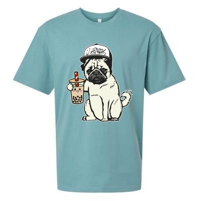 Babu the Pug Dog Drinking Bubble Tea, Justin Ashar Snapback Tank Top Sueded Cloud Jersey T-Shirt