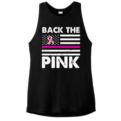 Back The Pink Breast Cancer Awareness Thin Line Ladies PosiCharge Tri-Blend Wicking Tank