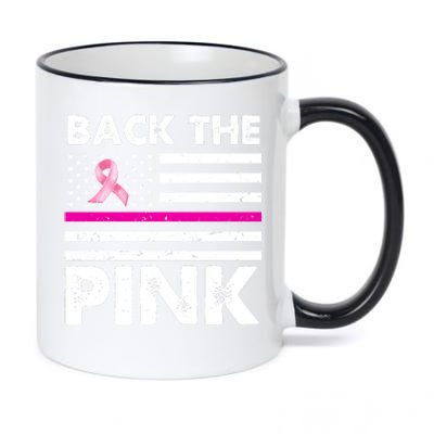 Back The Pink Breast Cancer Awareness Thin Line 11oz Black Color Changing Mug