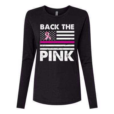 Back The Pink Breast Cancer Awareness Thin Line Womens Cotton Relaxed Long Sleeve T-Shirt