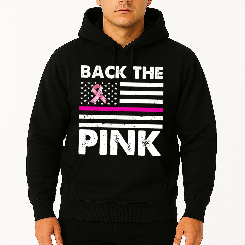 Back The Pink Breast Cancer Awareness Thin Line Hoodie