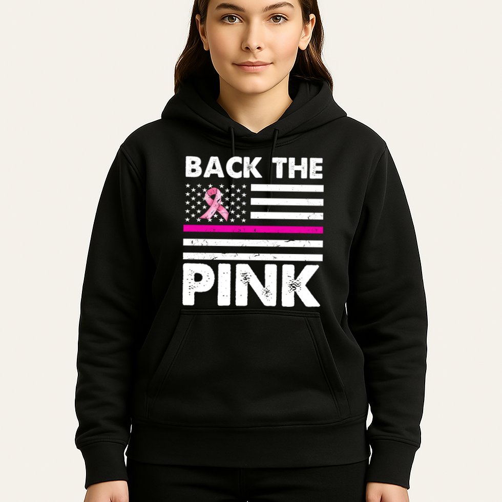 Back The Pink Breast Cancer Awareness Thin Line Hoodie